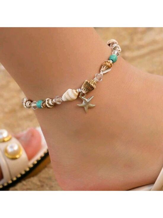 Accessories - Starfish & Shell Decor Beaded Anklet
